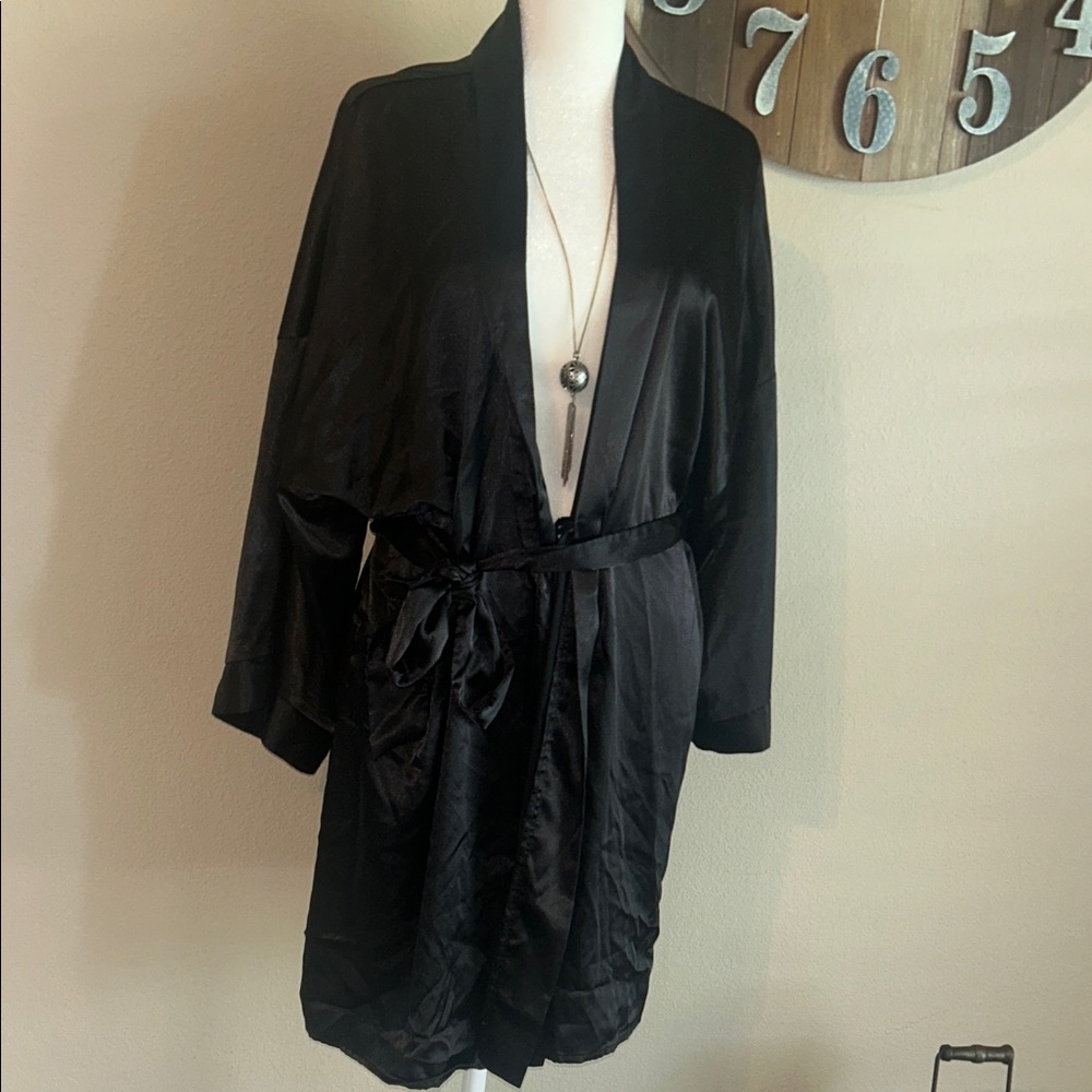 Adore Me Black Satin Robe